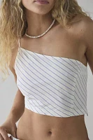 BDG Chelsea Striped Cotton One-Shoulder Crop Top & Longline Short Set