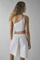 BDG Chelsea Striped Cotton One-Shoulder Crop Top & Longline Short Set