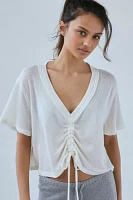 Out From Under Willa Cinched Tie-Front Slouchy Tee