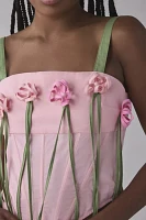 Tyler McGillivary Sylvia Floral Applique Ribbon Corset Top