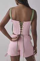 Tyler McGillivary Sylvia Floral Applique Ribbon Corset Top