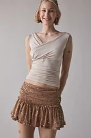 Kimchi Blue Janie Sequin-Embroidered Mesh Foldover Mini Skirt
