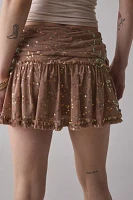 Kimchi Blue Janie Sequin-Embroidered Mesh Foldover Mini Skirt