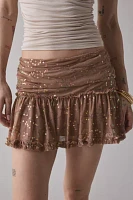 Kimchi Blue Janie Sequin-Embroidered Mesh Foldover Mini Skirt