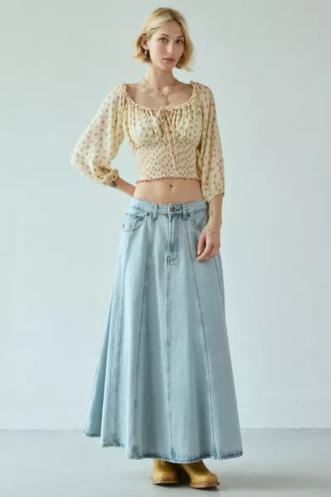 Kimchi Blue Daylight Smocked Tie-Front Cropped Blouse