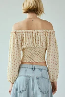 Kimchi Blue Daylight Smocked Tie-Front Cropped Blouse