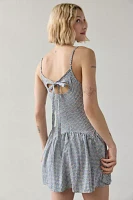Daisy Street Drop Waist Bow-Back Gingham Mini Dress