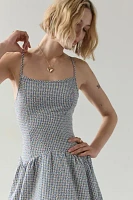 Daisy Street Drop Waist Bow-Back Gingham Mini Dress