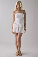 Daisy Street Broderie Bandeau Drop Waist Tiered Mini Dress