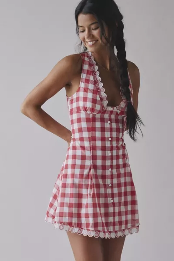 Frankies Bikinis X Bella Hadid Farm Gingham Mini Dress