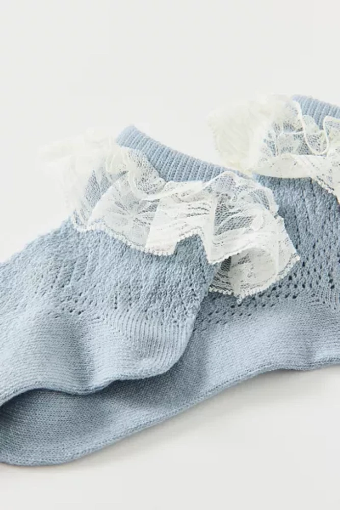 Lace Ruffle Pointelle Ankle Sock