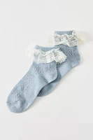 Lace Ruffle Pointelle Ankle Sock