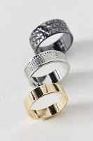 Textured Stainless Steel Ring Set