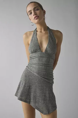 Motel Yelena Asymmetrical Drop Waist Halter Mini Dress