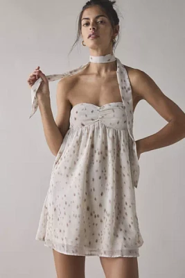 Motel Yukio Strapless Scarf Babydoll Mini Dress