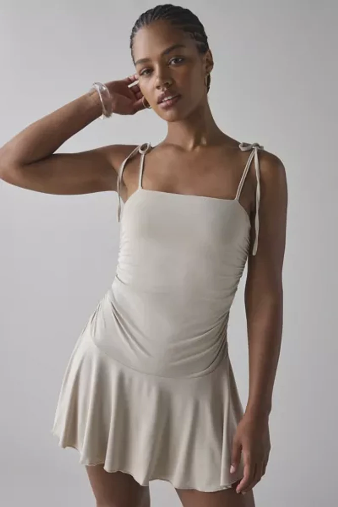 Motel Makani Ruched Drop Waist Mini Dress