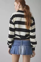 Abrand 00 Jenna Pleated Low-Rise Denim Micro Mini Skirt