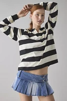Abrand 00 Jenna Pleated Low-Rise Denim Micro Mini Skirt