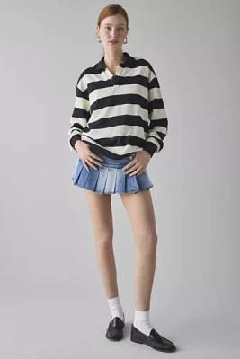 Abrand 00 Jenna Pleated Low-Rise Denim Micro Mini Skirt