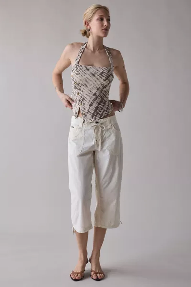 UO Lizzy Asymmetrical Snap Cropped Halter Top