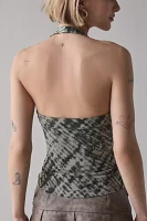 UO Lizzy Asymmetrical Snap Cropped Halter Top