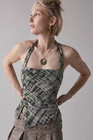 UO Lizzy Asymmetrical Snap Cropped Halter Top