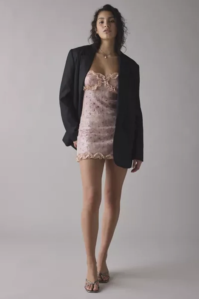 For Love & Lemons Sophia Ruffle-Trim Sequin Mini Dress