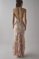 For Love & Lemons Elea Cascading Ruffle Chiffon Maxi Dress