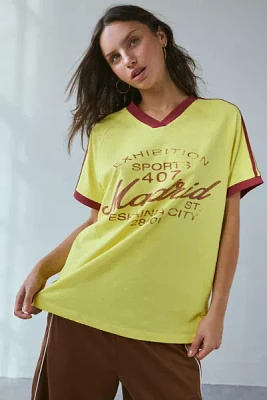 Madrid Graphic Oversized V-Neck Jersey Tee