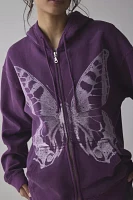 Project Social T Butterfly Graphic Zip-Up Hoodie Sweatshirt