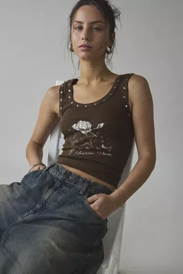Motel Daxio American Dream Graphic Studded Tank Top