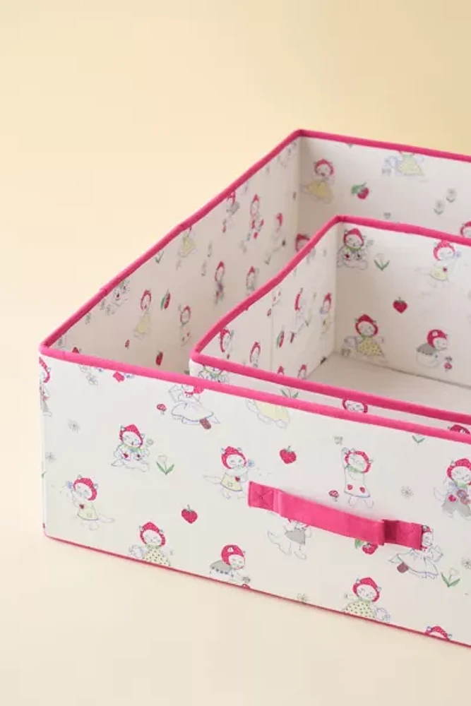 Icon Printed Collapsible Fabric Storage Basket
