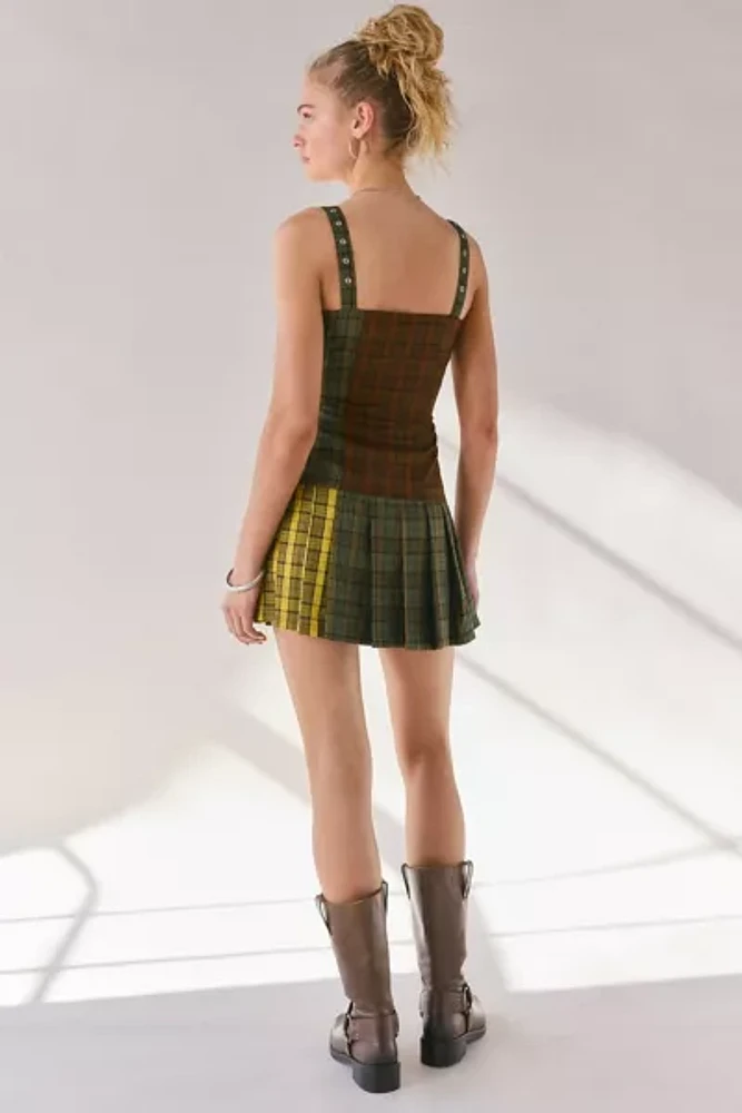 The Ragged Priest Viv Tartan Pleated Mini Dress