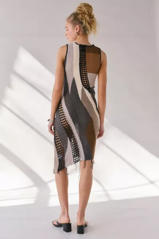 The Ragged Priest Enigma Asymmetrical Knit Midi Dress