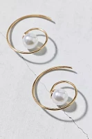 Swirly Pearl Hoop Earring