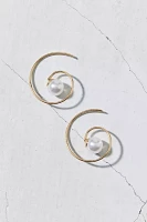 Swirly Pearl Hoop Earring