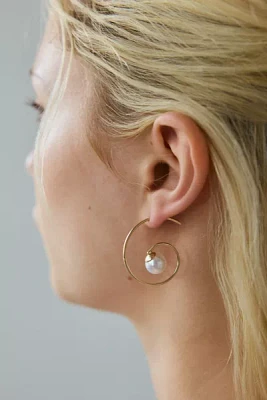 Swirly Pearl Hoop Earring