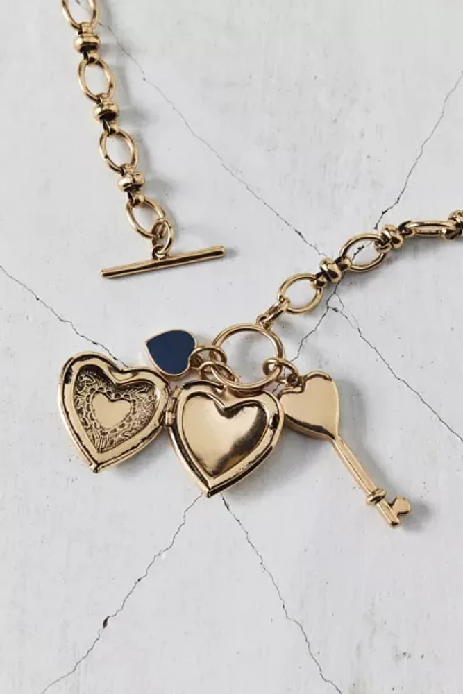Heart Of Gold Charm Pendant Toggle Necklace