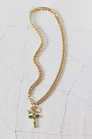 Florence Gem Cross Pendant Curb Chain Necklace