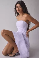 Rare London Strapless Corseted Drop Waist Midi Dress