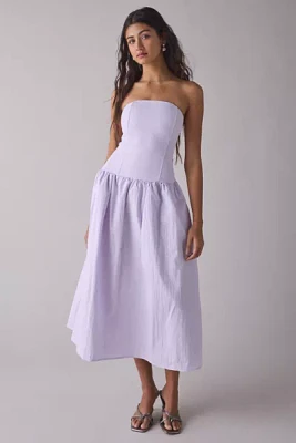 Rare London Strapless Corseted Drop Waist Midi Dress