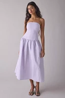 Rare London Strapless Corseted Drop Waist Midi Dress