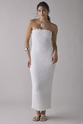 Rare London Textured Stretch Knit Bandeau Midi Dress