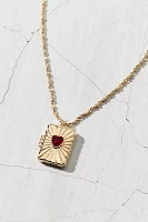 Heart Gem Rectangle Locket Necklace