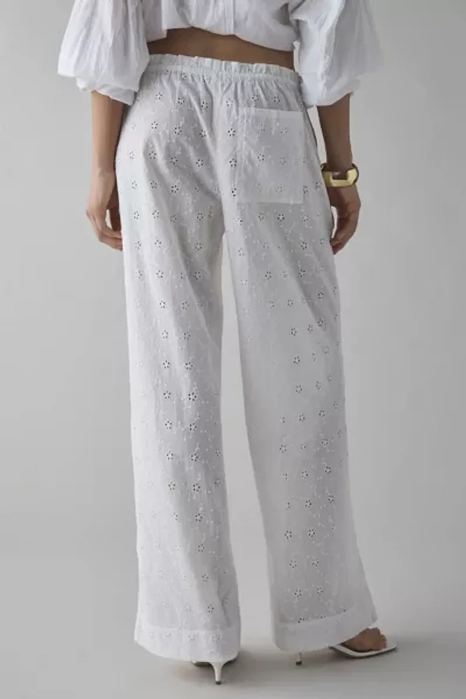 Kimchi Blue Millie Semi-Sheer Eyelet Lace Wide Leg Pull-On Pant