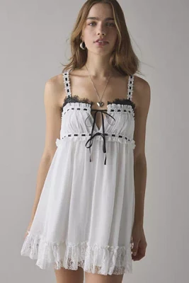 Kimchi Blue Adelaide Lace + Ribbon Trim Babydoll Mini Dress