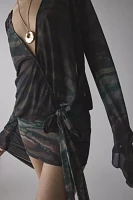 Jaded London Draped XXL Sleeve Semi-Sheer Mini Dress