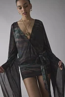 Jaded London Draped XXL Sleeve Semi-Sheer Mini Dress