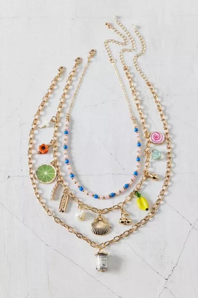 Tapas Triple Layering Charm Necklace Set