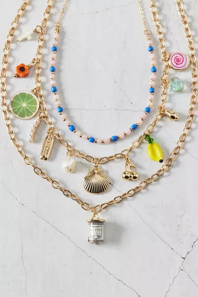 Tapas Triple Layering Charm Necklace Set